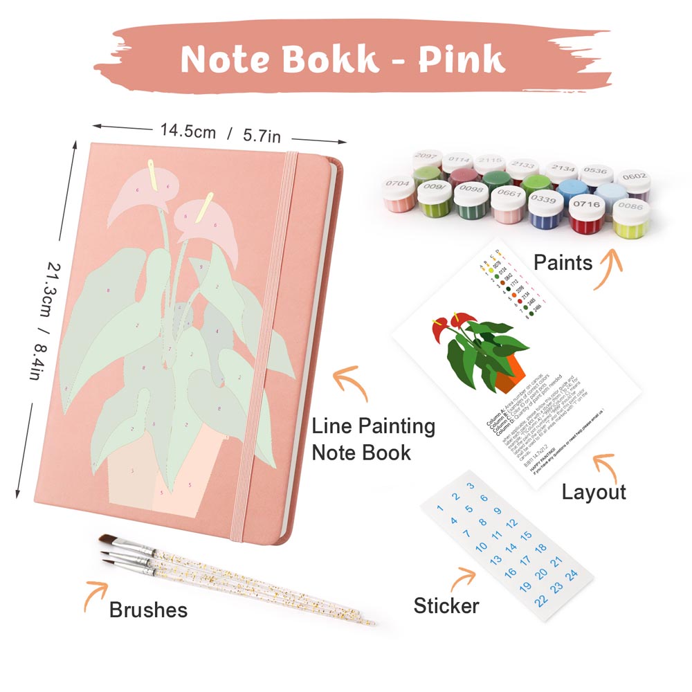 Paint by Numbers Hardcover Journal Notebook - Succulent Potted Plant