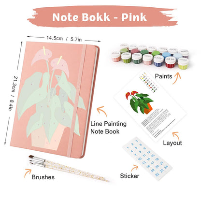 Paint by Numbers Hardcover Journal Notebook - Succulent Potted Plant