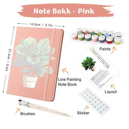 Paint by Numbers Hardcover Journal Notebook - Potted Plant