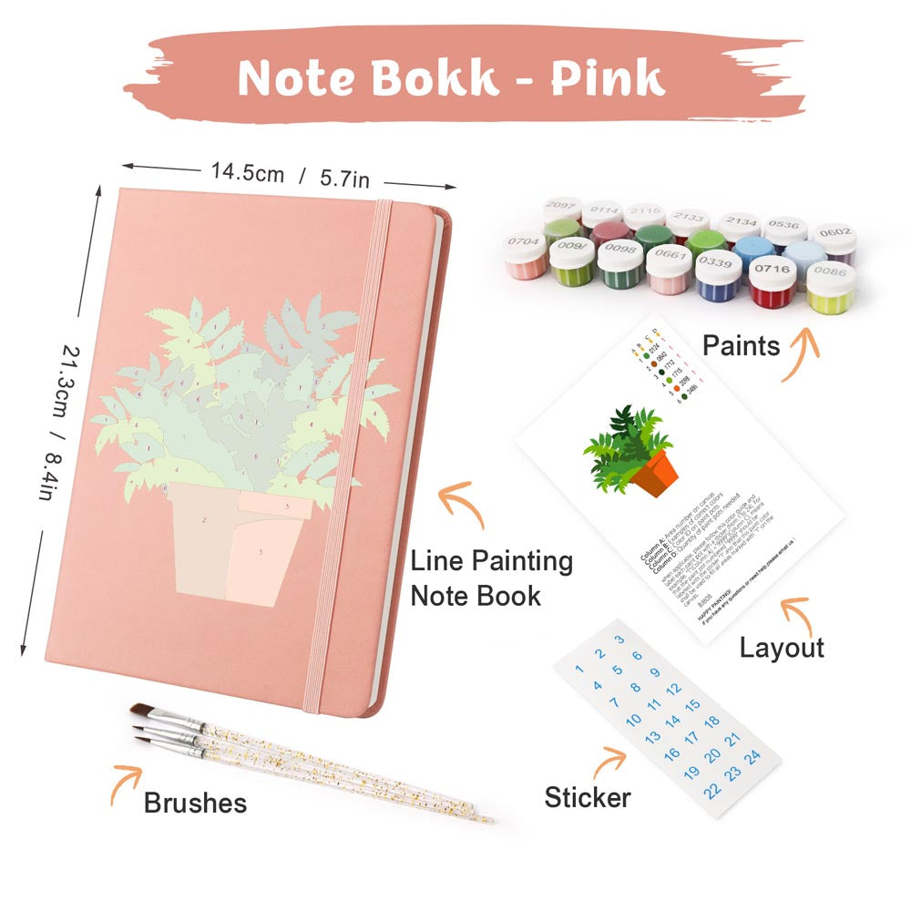 
Paint by Numbers Hardcover Journal Notebook - Green Potted Plant