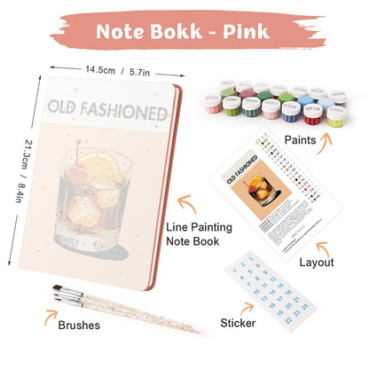 Paint by Numbers Hardcover Journal Notebook - Old Fashioned Cocktail