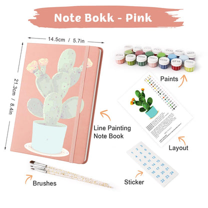 Paint by Numbers Hardcover Journal Notebook - Flowering Cactus