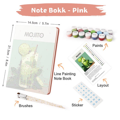 Paint by Numbers Hardcover Journal Notebook - Mojito Cocktail