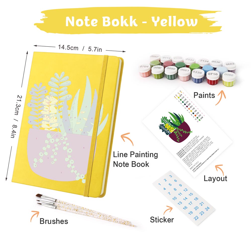 Paint by Numbers Hardcover Journal Notebook - Succulent Potted Plant