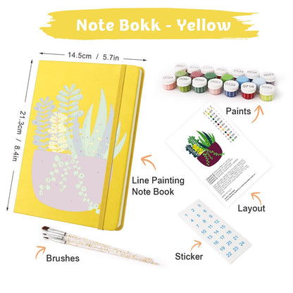 Paint by Numbers Hardcover Journal Notebook - Succulent Potted Plant