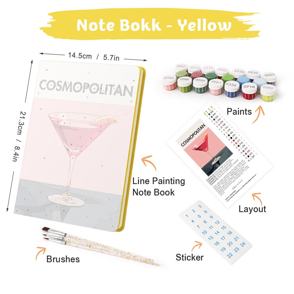 Paint by Numbers Hardcover Journal Notebook - Cosmopolitan Cocktail