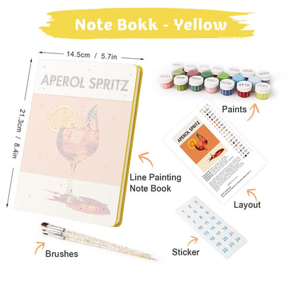 Paint by Numbers Hardcover Journal Notebook - Aperol Spritz Cocktail