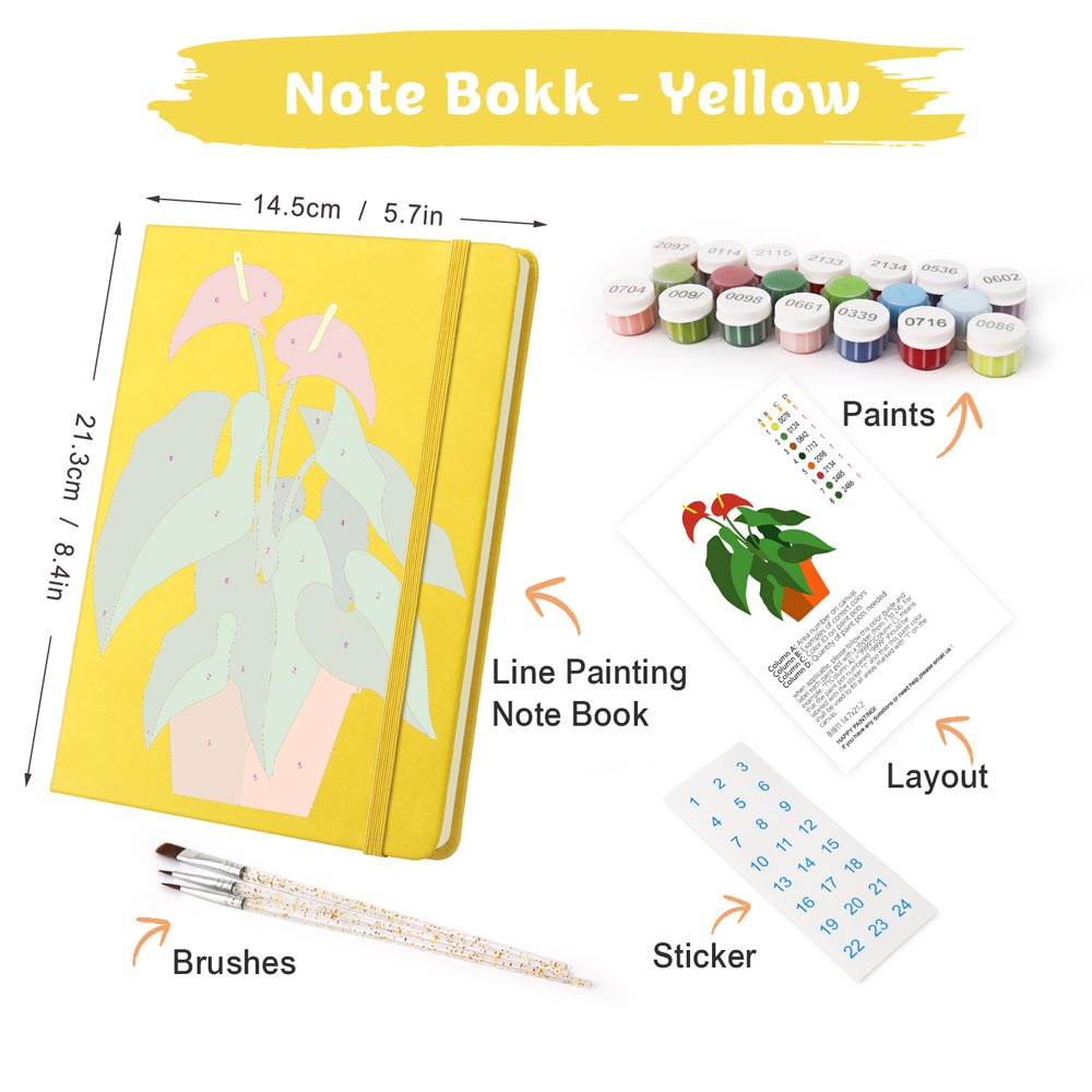
Paint by Numbers Hardcover Journal Notebook - Succulent Potted Plant