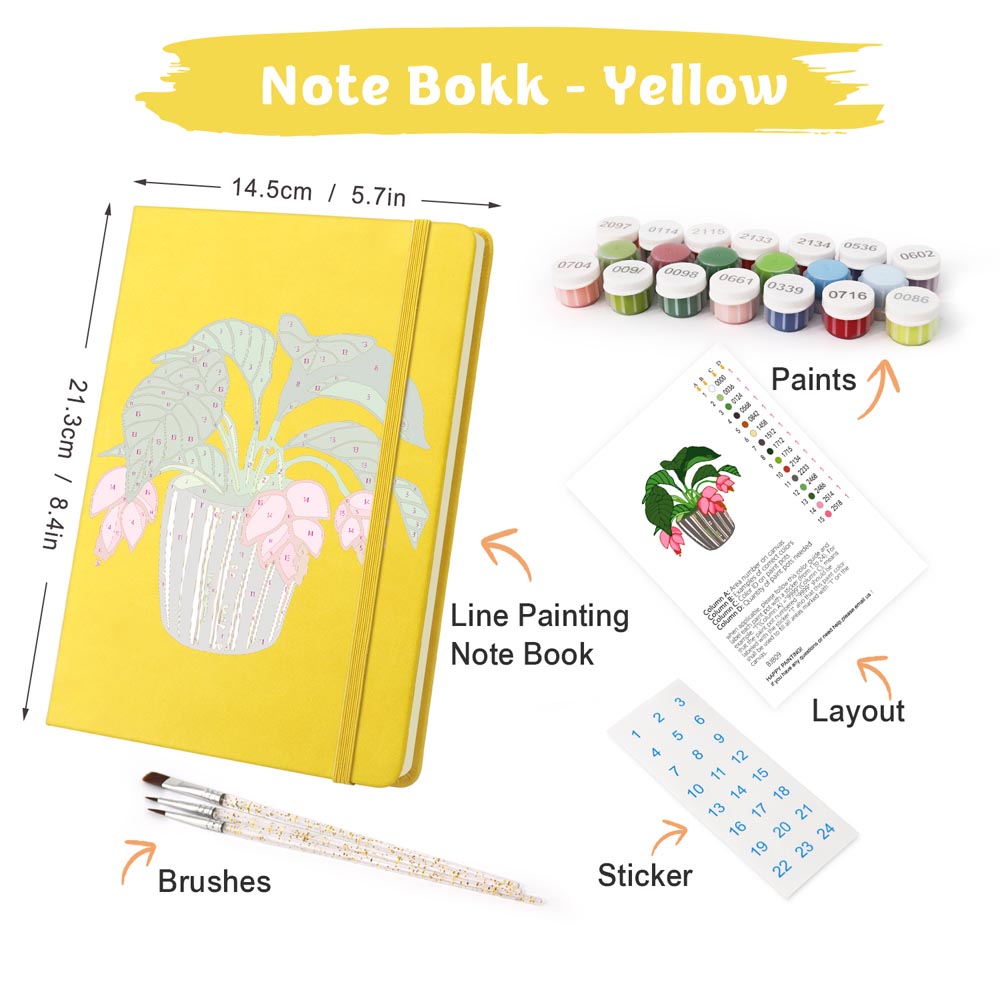Paint by Numbers Hardcover Journal Notebook - Flowering Potted Plant