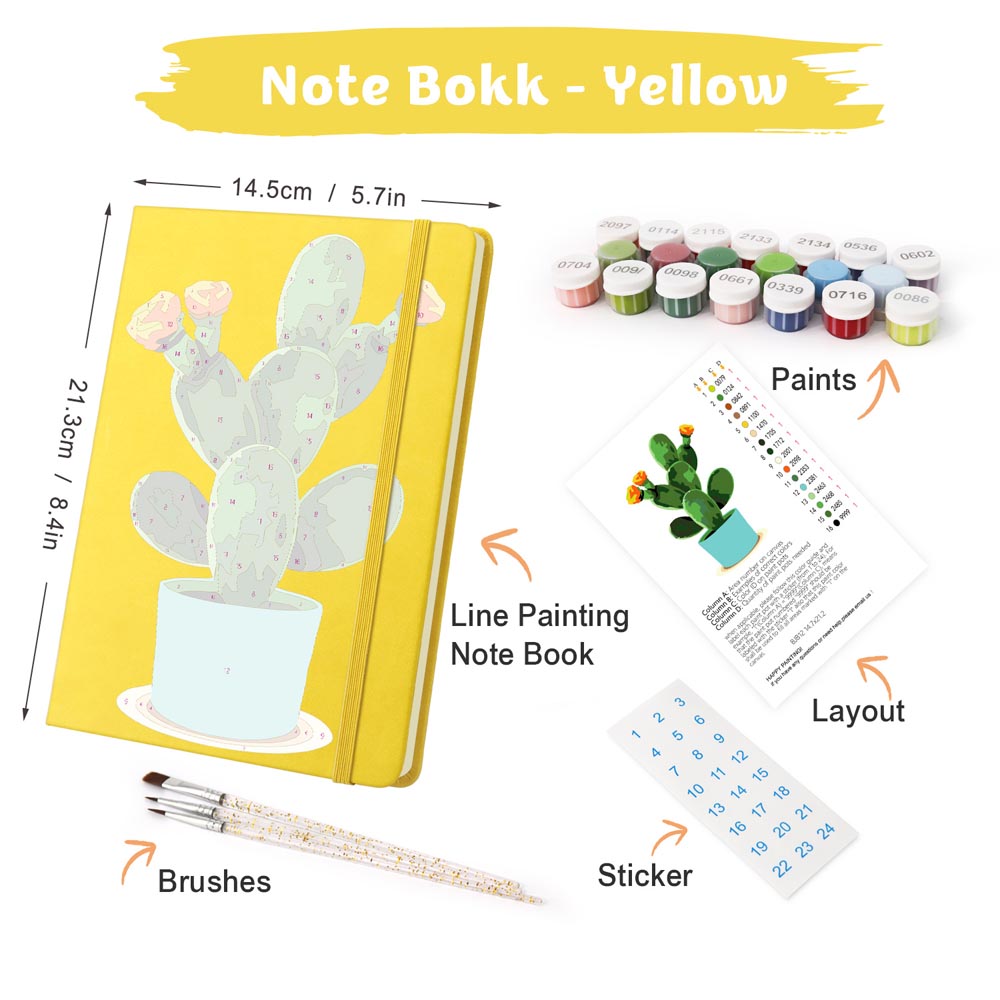 Paint by Numbers Hardcover Journal Notebook - Flowering Cactus