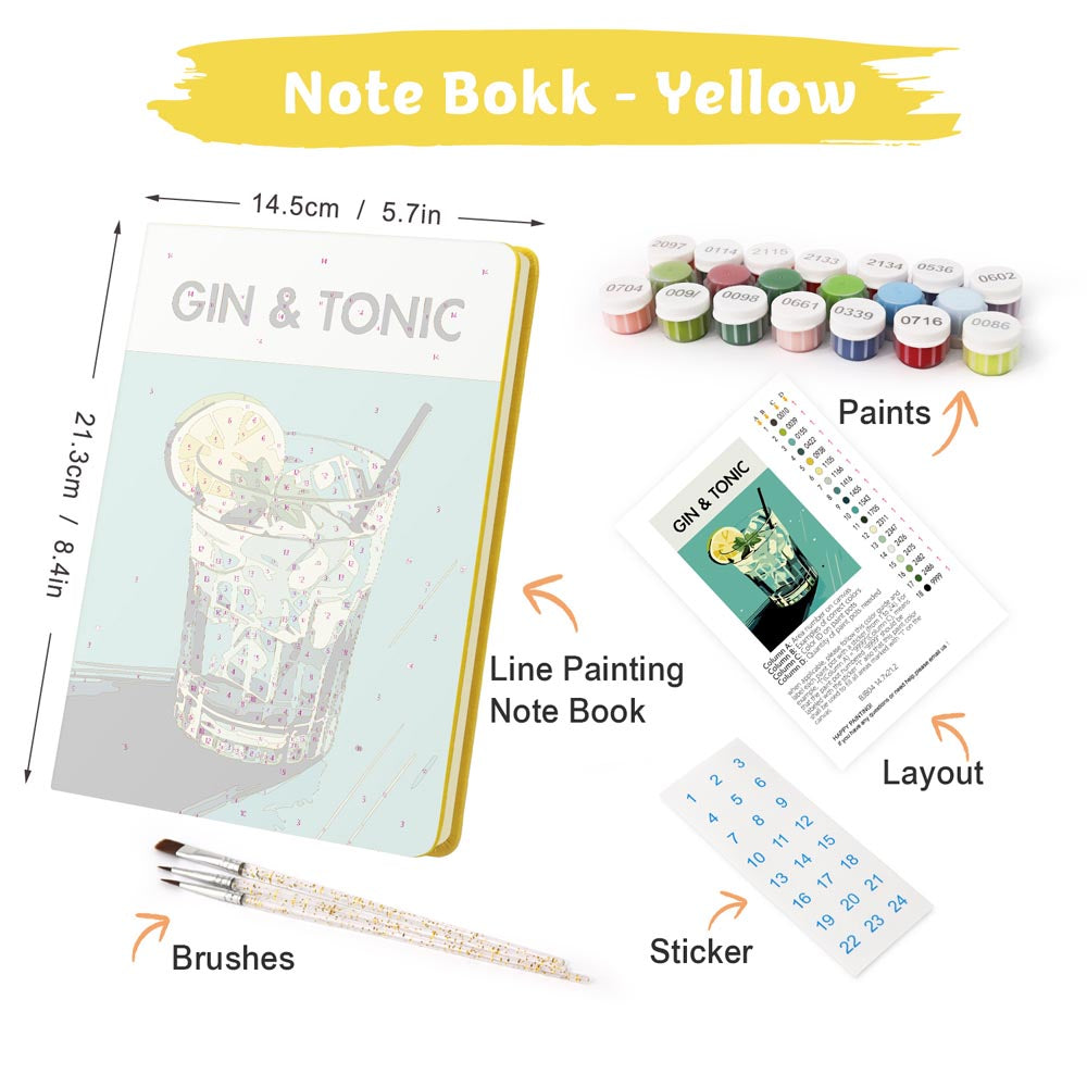 
Paint by Numbers Hardcover Journal Notebook - Gin & Tonic Cocktail