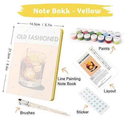 Paint by Numbers Hardcover Journal Notebook - Old Fashioned Cocktail