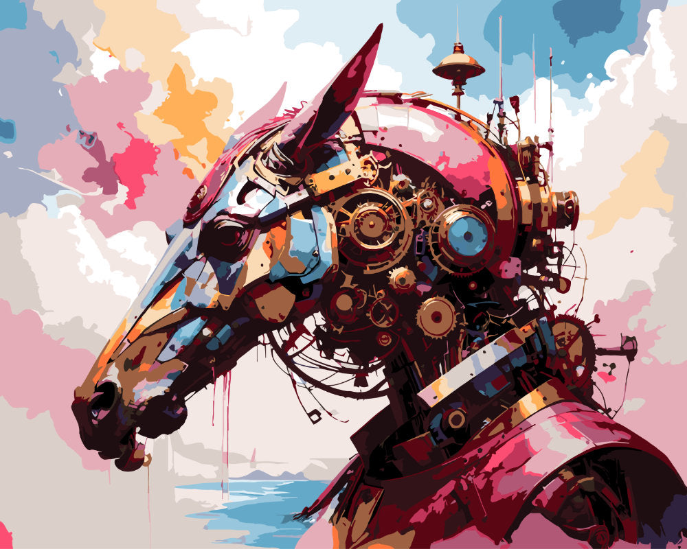 Paint By Numbers - Steampunk Horse - by Guenter Puschmann