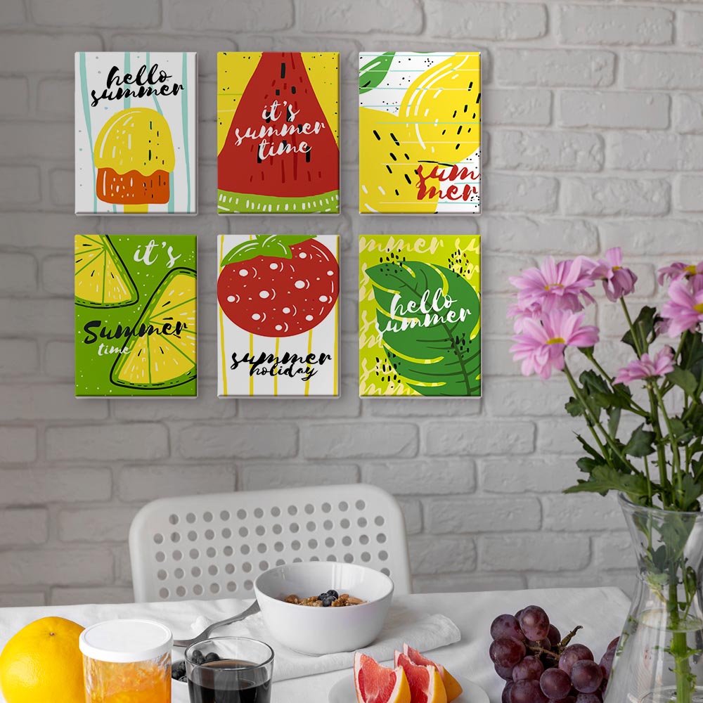 Paint by Numbers – 6 Mini Paintings | Summer Fruits & Fun Set