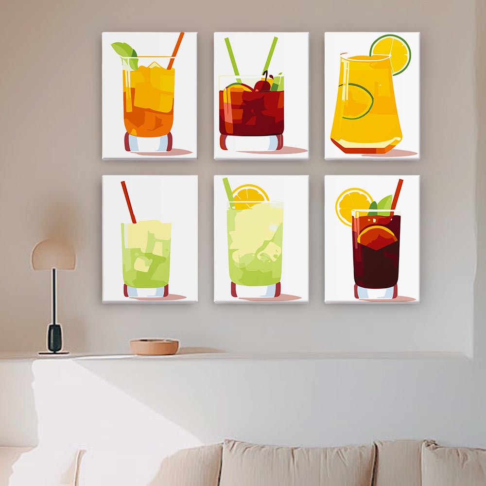 Paint by Numbers – 6 Mini Paintings | Minimalist Cocktail Glasses Set