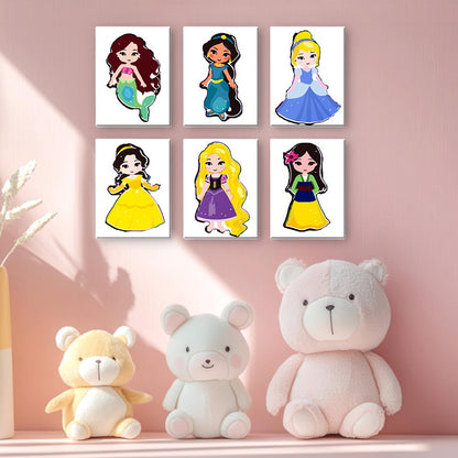 Paint by Numbers – 6 Mini Paintings | Cute Princess Characters Set