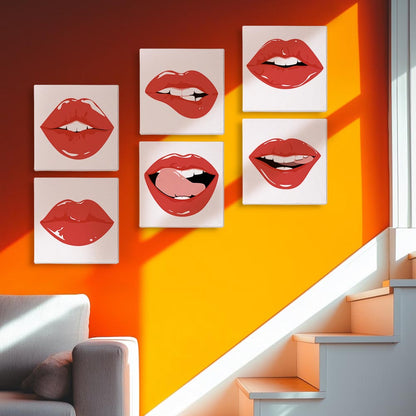 Paint by Numbers – 6 Mini Paintings | Pop Art Lips Expressions Set