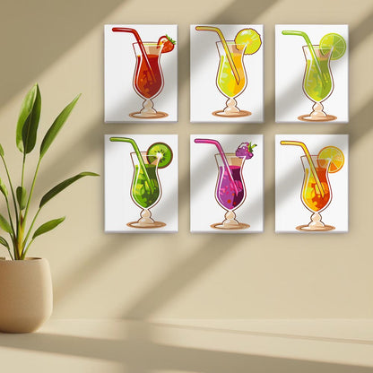 Paint by Numbers – 6 Mini Paintings | Exotic Cocktail Glasses Set