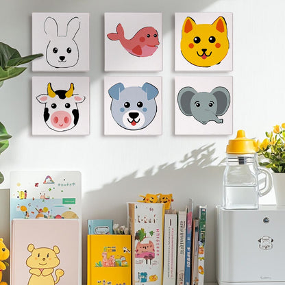 Paint by Numbers – 6 Mini Paintings | Animal Faces for Kids Set