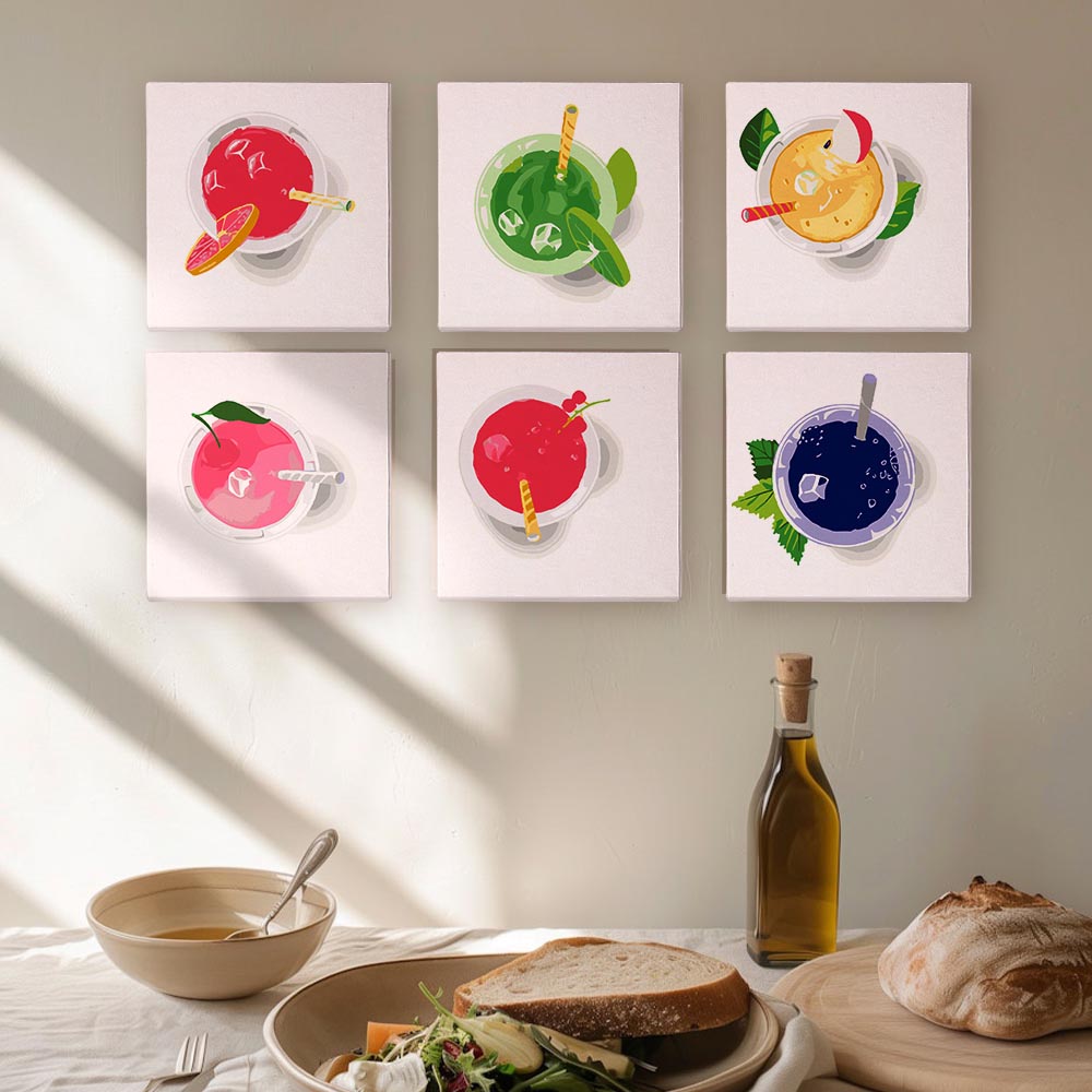 Paint by Numbers – 6 Mini Paintings | Top View Summer Drinks Set