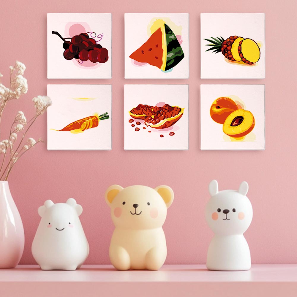 Paint by Numbers – 6 Mini Paintings | Juicy Fruit Set