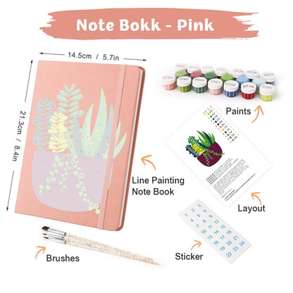 Paint by Numbers Hardcover Journal Notebook - Succulent Potted Plant