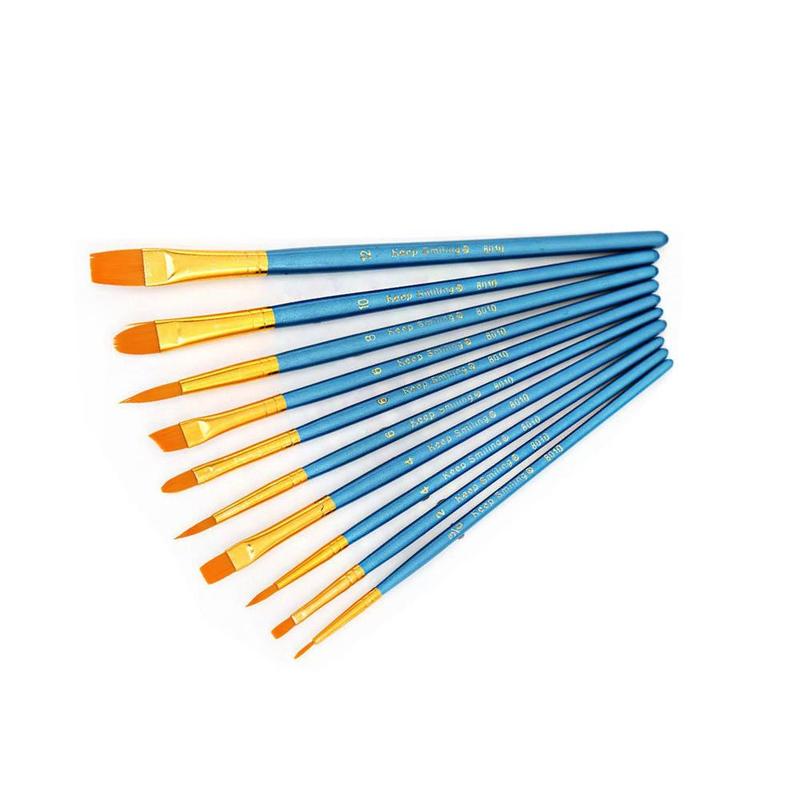 
10 Brushes for Acrylic Colors - Different Sizes and Shapes