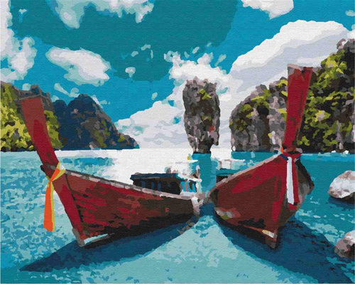 Paint by Numbers DIY - Boats in the lagoon