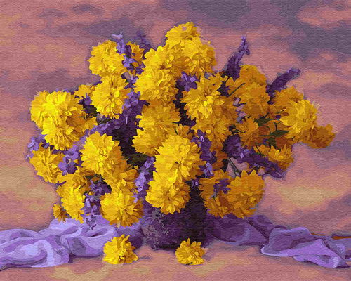 Paint by Numbers DIY - Bouquet of yellow chrysanthemums