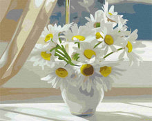 Load image into Gallery viewer, Paint by Numbers DIY - Camomile in a white vase at the window
