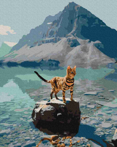 Paint by Numbers DIY - Cat Ozelot in the mountains
