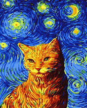 Load image into Gallery viewer, Paint by Numbers DIY - Cat - Starry Night
