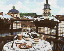 Load image into Gallery viewer, Paint by Numbers DIY - Coffee on the roof of Lviv
