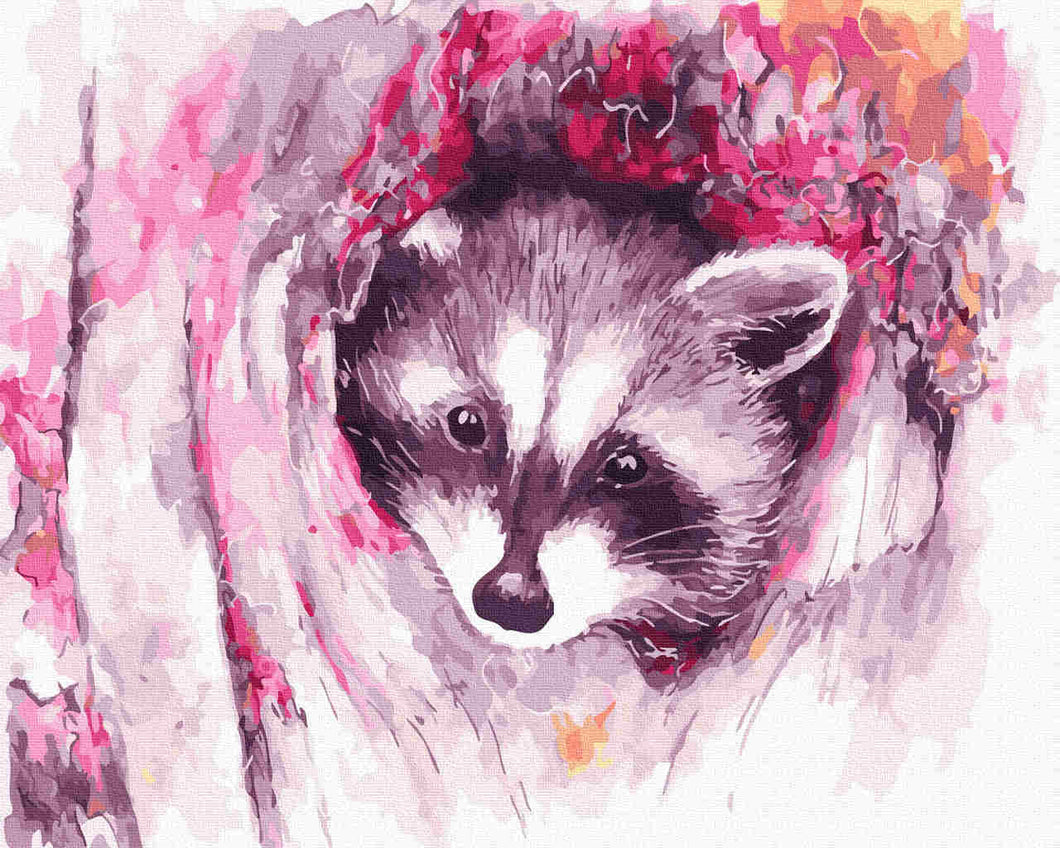 Paint by Numbers DIY - Cute Raccoon