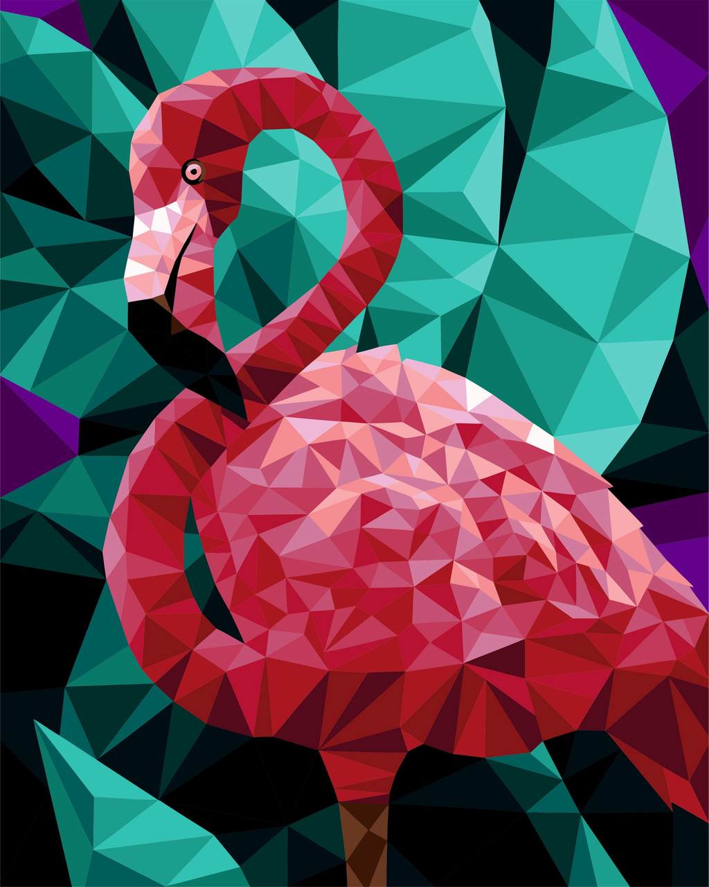 Paint by Numbers DIY - Flamingo (polygonal style)