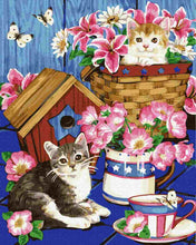 Load image into Gallery viewer, Paint by Numbers DIY - Kitten in flowers
