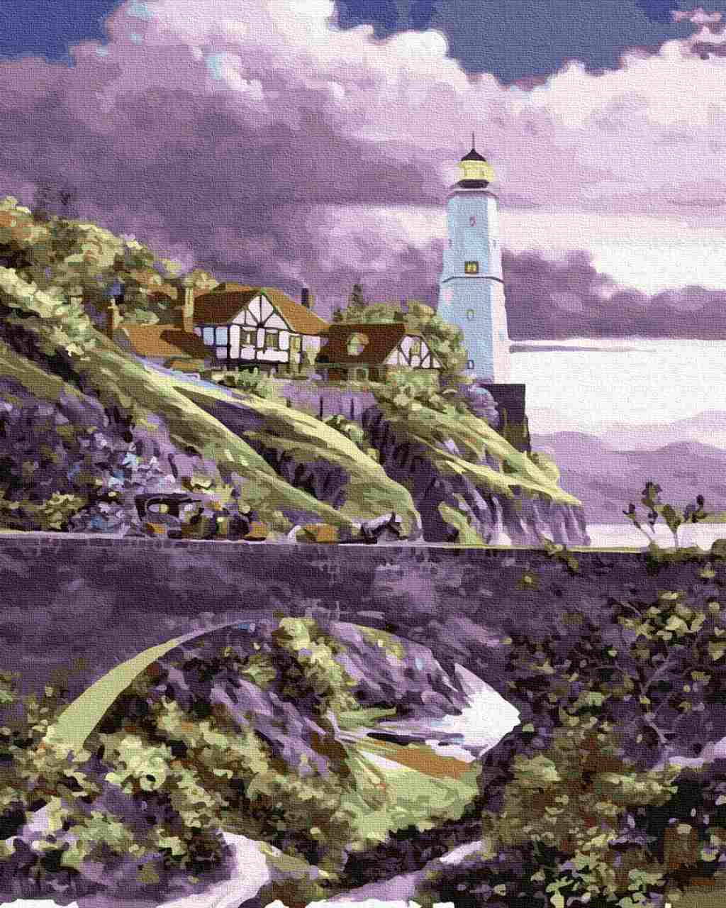 Paint by Numbers DIY - Lighthouse in Violet Light