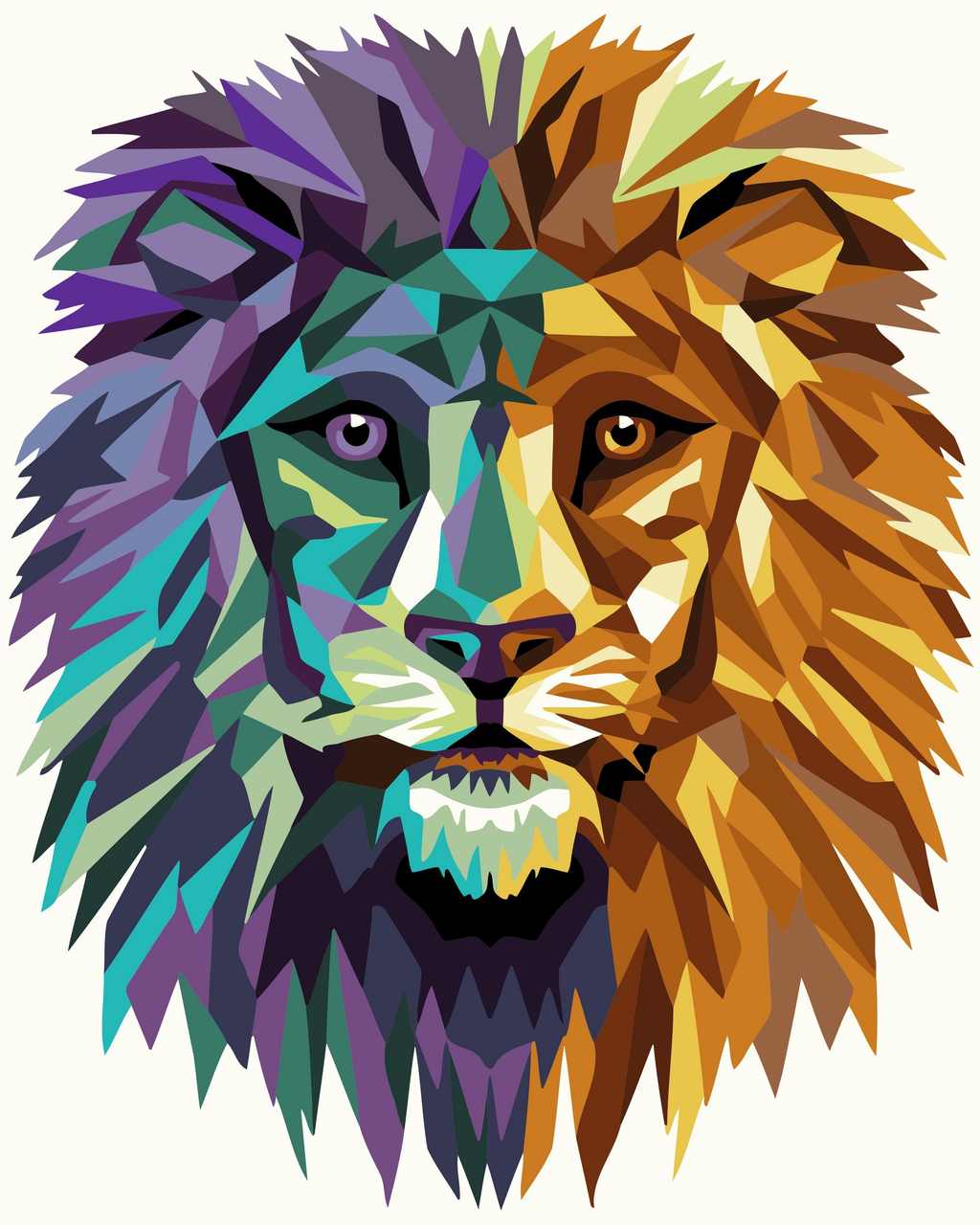 Paint by Numbers DIY - Lion (polygon style)