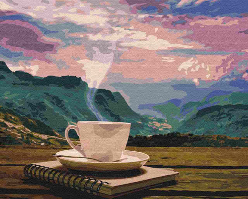 Paint by Numbers DIY - Morning overlooking the mountains