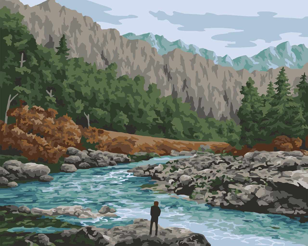 Paint by Numbers DIY - Mountain River
