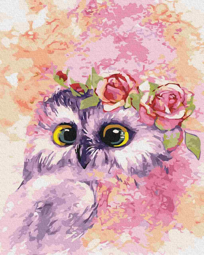 Paint by Numbers DIY - Owl in Pink Light