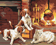 Load image into Gallery viewer, Paint by Numbers DIY - Pets on the Fireplace
