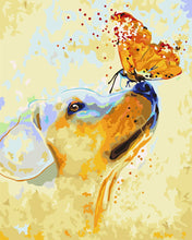 Load image into Gallery viewer, Paint by Numbers DIY - Puppy and Butterfly
