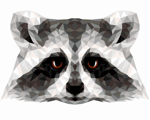 Paint by Numbers DIY - Raccoon (polygon style)