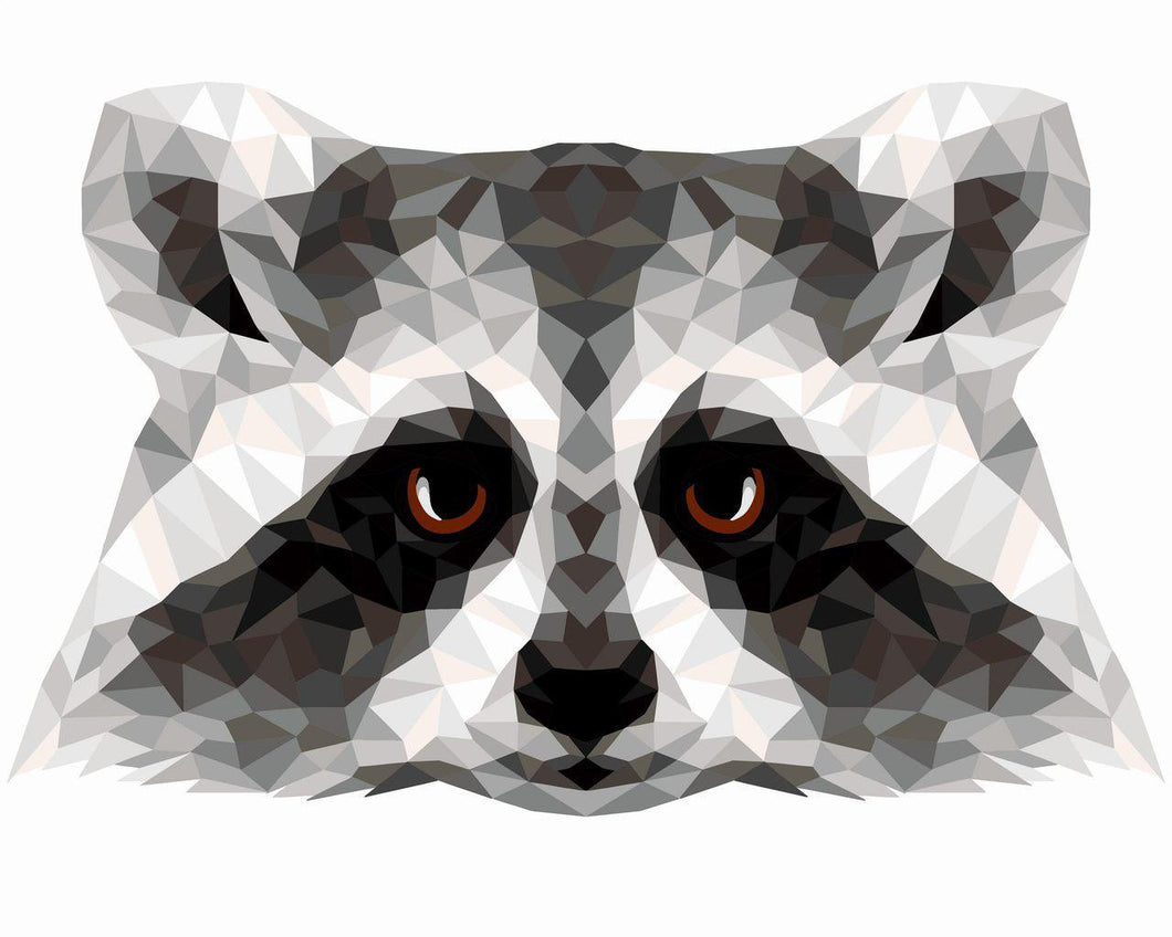 Paint by Numbers DIY - Raccoon (polygon style)