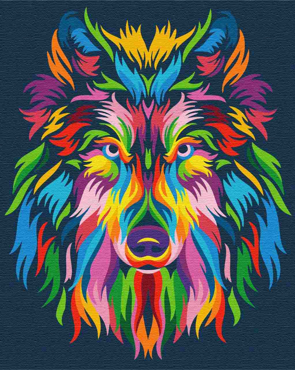 Paint by Numbers DIY - Rainbow Wolf