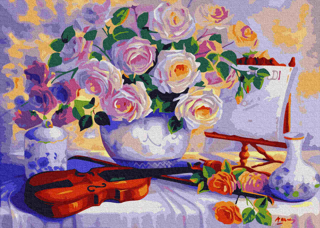 Paint by Numbers DIY - Roses with a violin