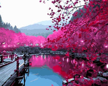 Load image into Gallery viewer, Paint by Numbers DIY - Sakura over the lake
