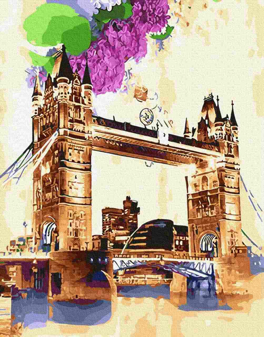 Paint by Numbers DIY - Tower Town with Watercolor Colors