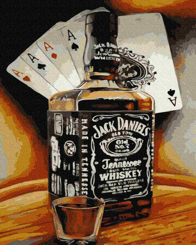 Paint by Numbers DIY - a glass of whiskey during the game
